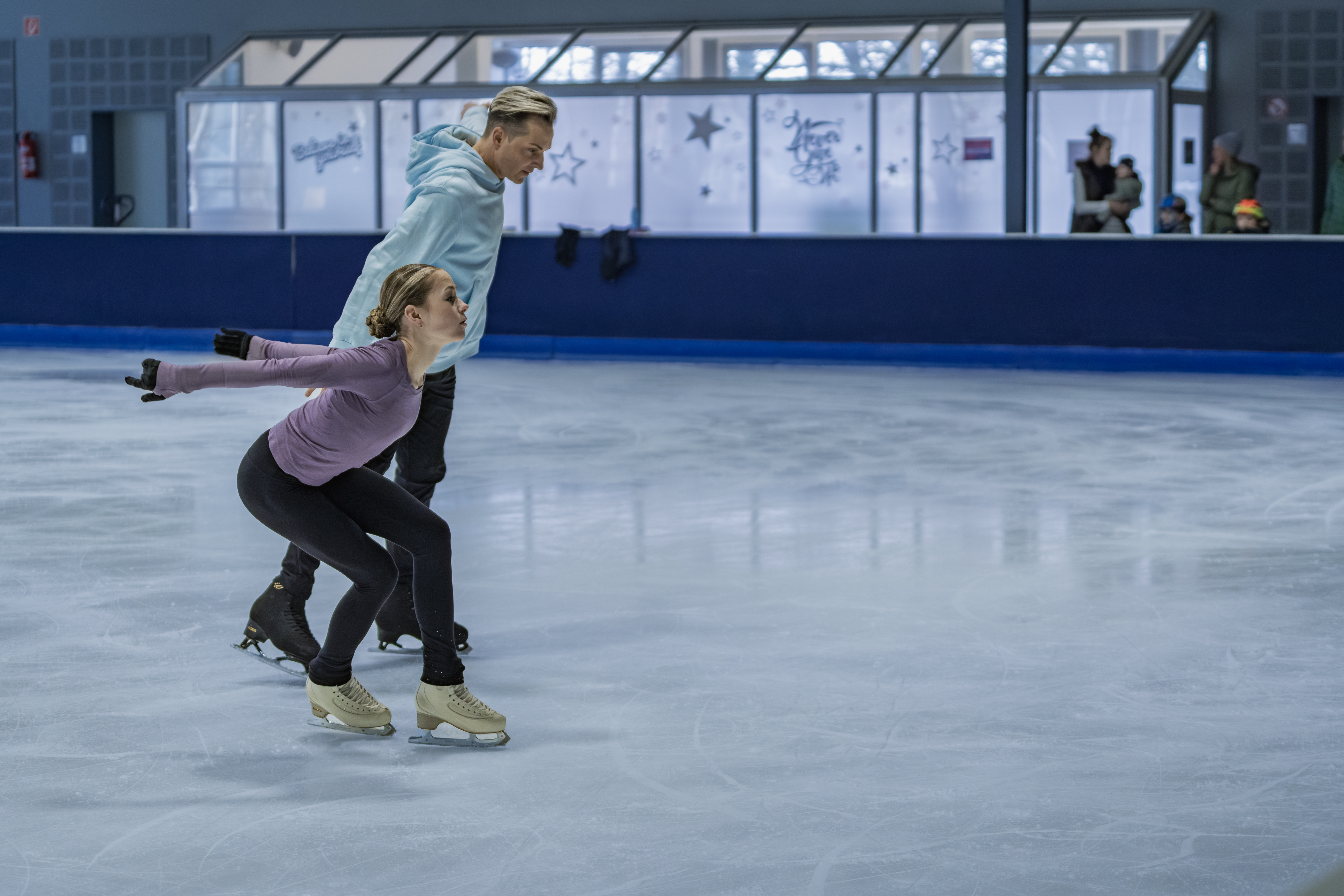 Skating side by side, Sophie Joline Von Felton works with her choreographer, Adam Solya.