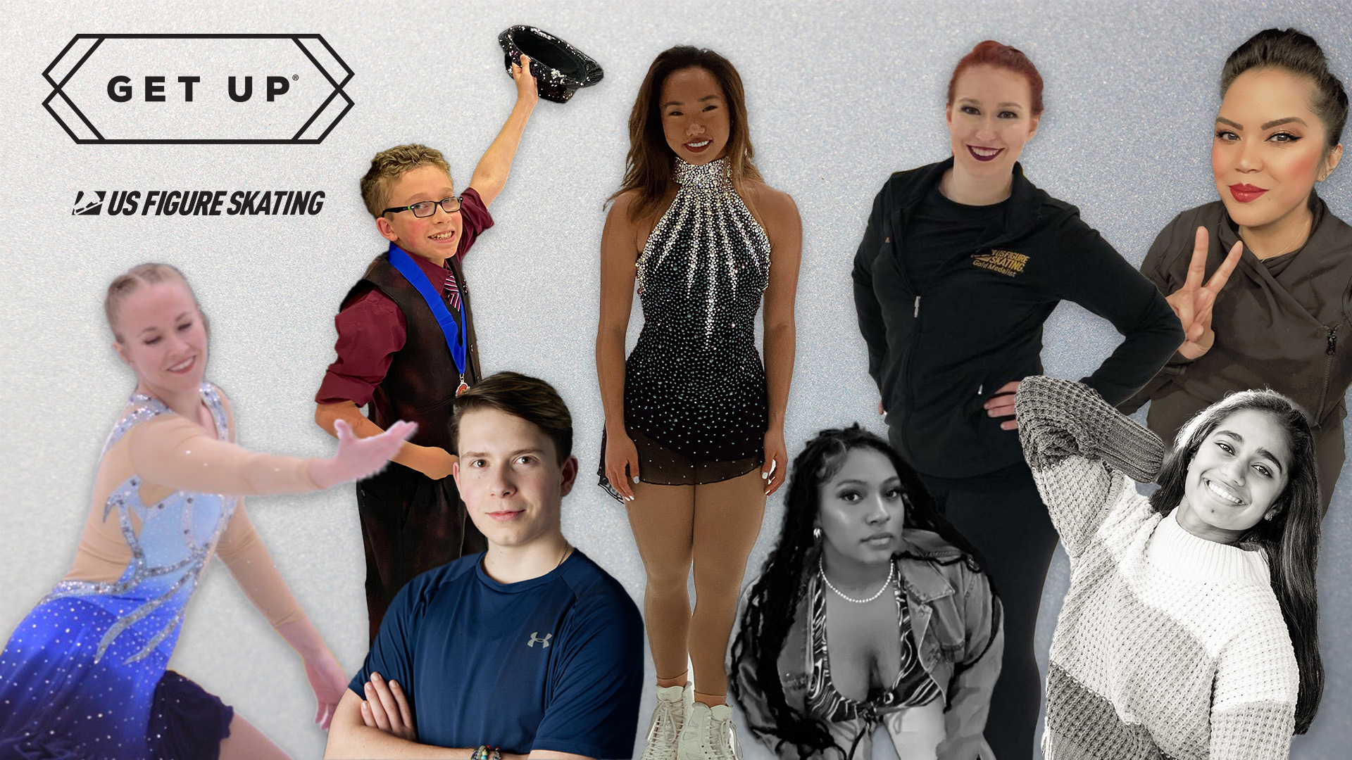 The eight Get Up ambassadors for 2022-23: Olivia Alexander, Stephanie Kazior, Kristen McCutcheon, Blake McGee, Caroline Park, Victoria Phillippi, Anya Ramrakhiani and Cole Rohner.