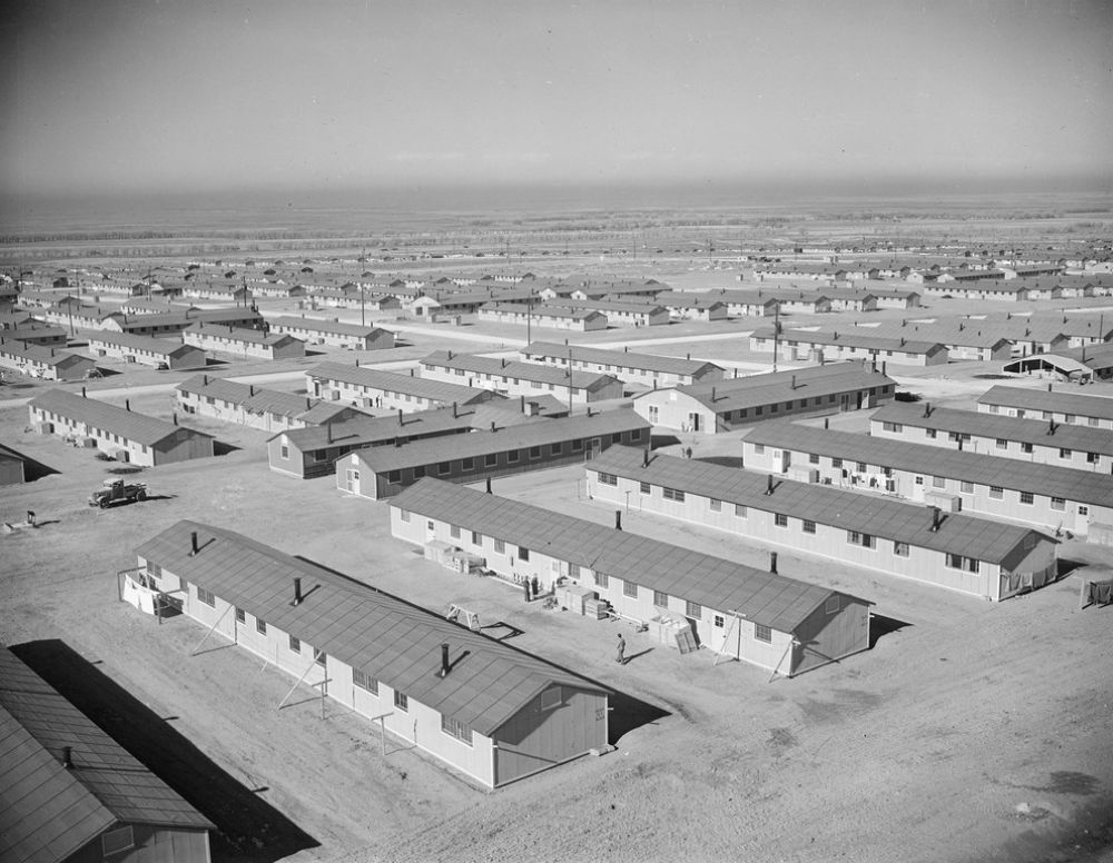 overhead view of the Amache internment camp in 1945 in southeastern Colorado