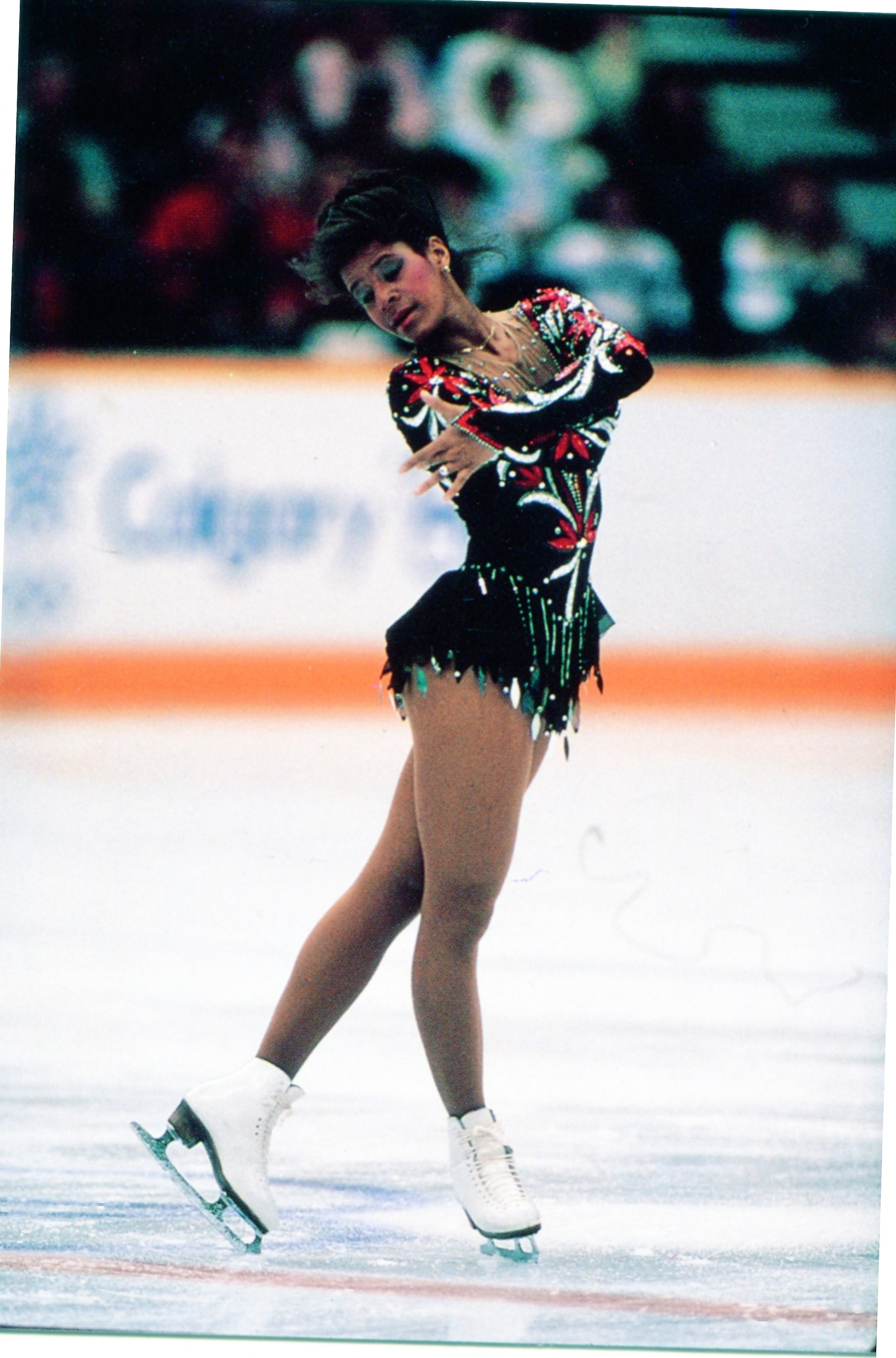 Debi Thomas skates at the 1988 Olympic Winter Games