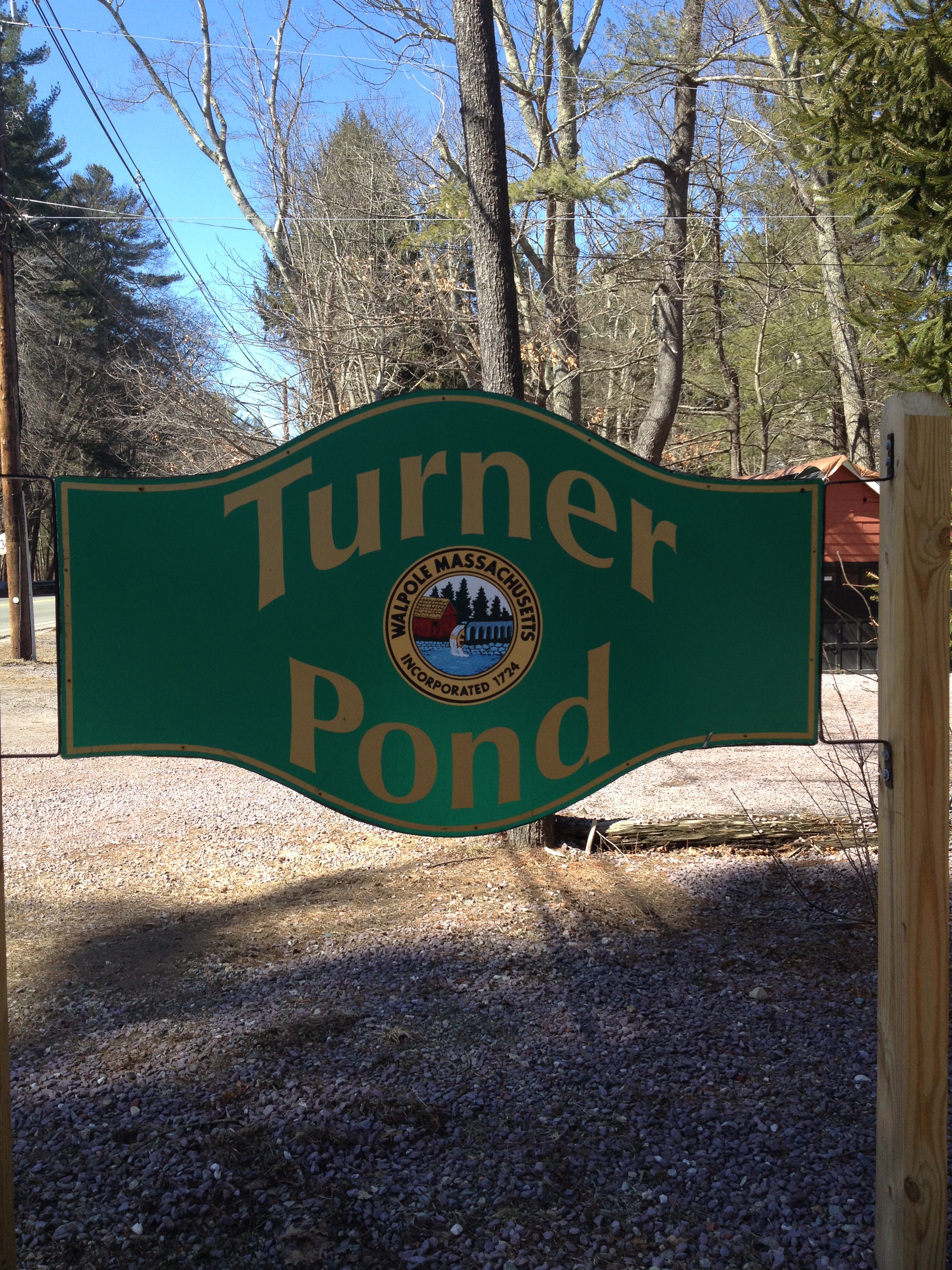 A sign depicting "Turner Pond"