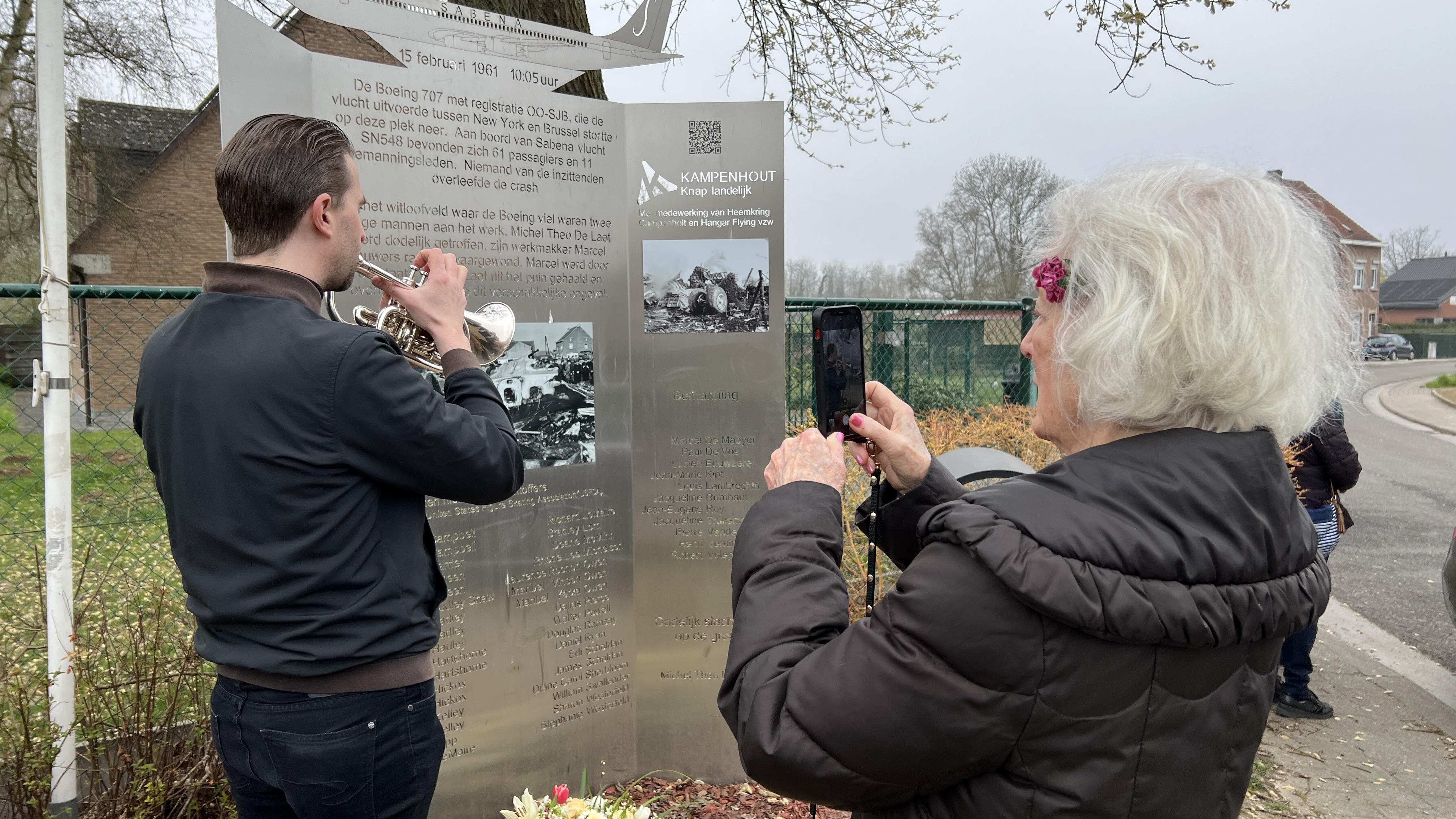 Albright documents her visit with a video of civic leader Gerry Croon playing “The Last Post.”