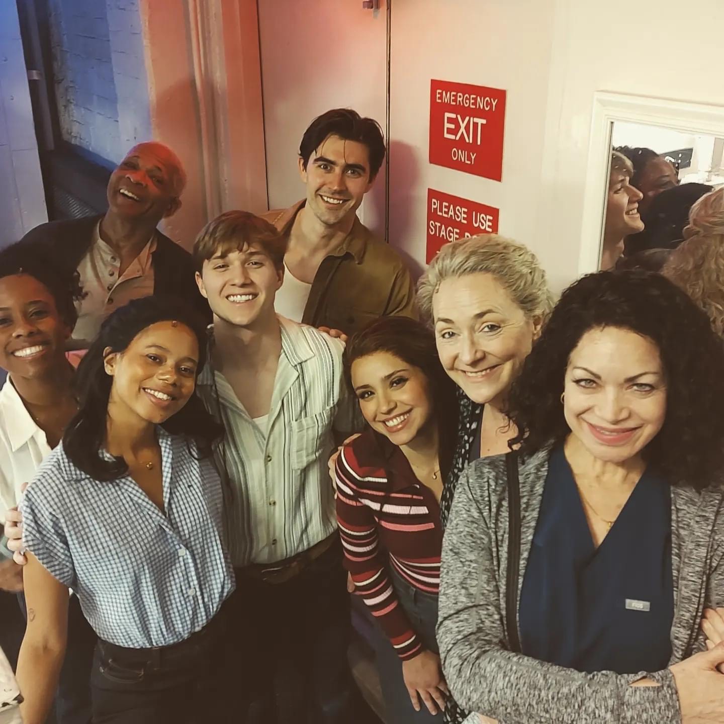 Alex Benoit (back) and the cast of The Notebook (seven individuals) are smiling for the camera following his performance as Noah.