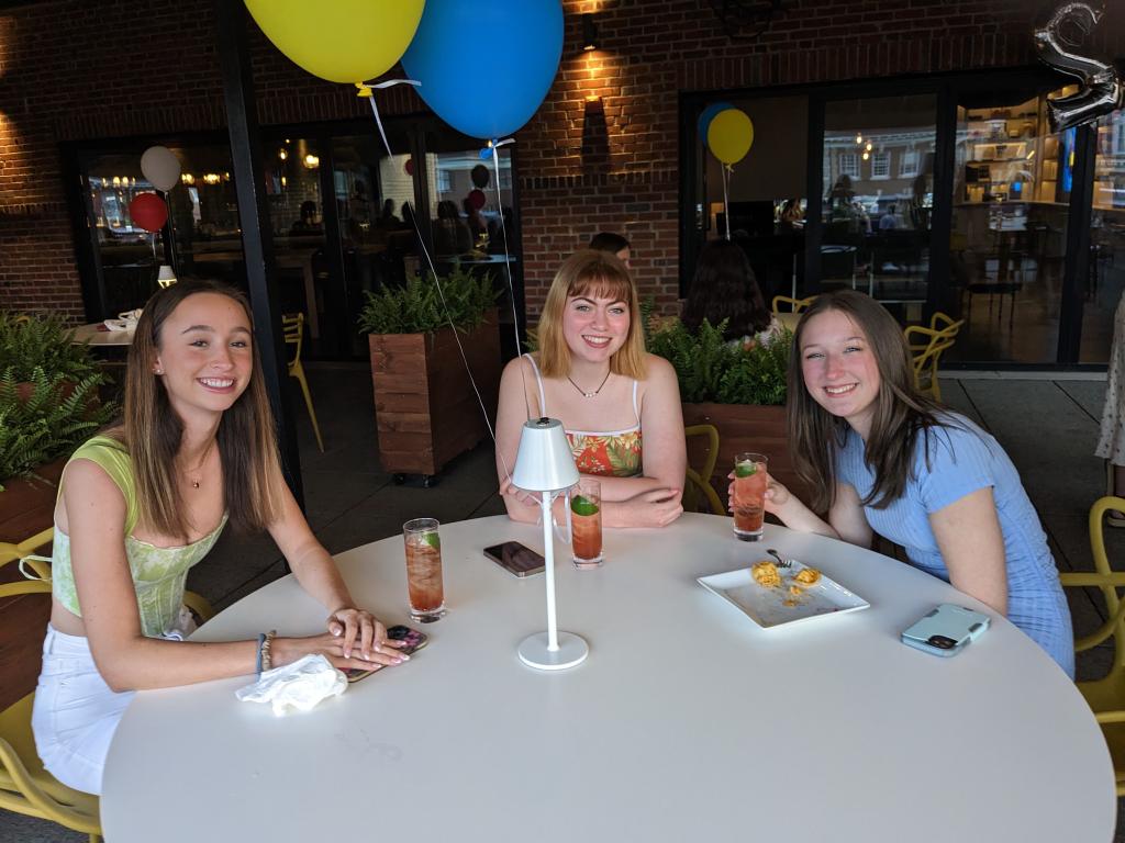 Madelyne Voss (right), another Student Advisory Board Member, and a high school junior join Tatum Klippi and Skye Brothers.