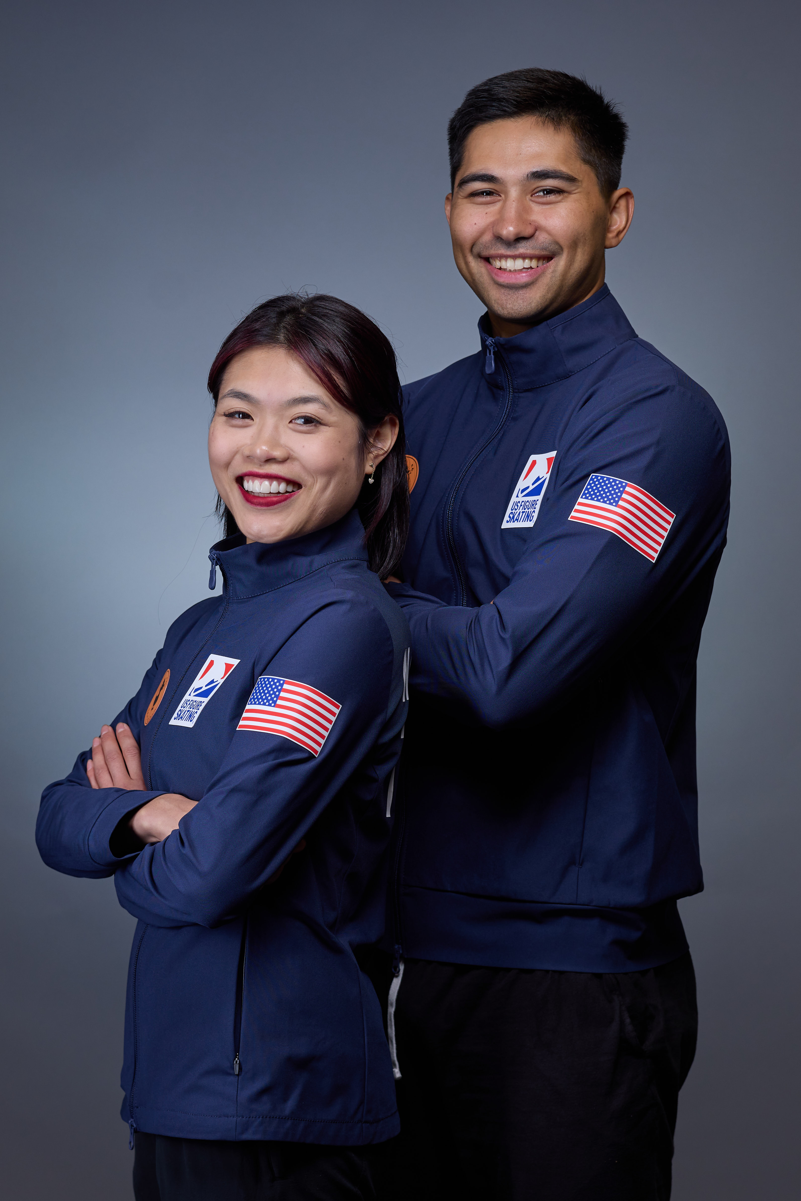 Emily Chan and Spencer Howe in their U.S. National Team jackets
