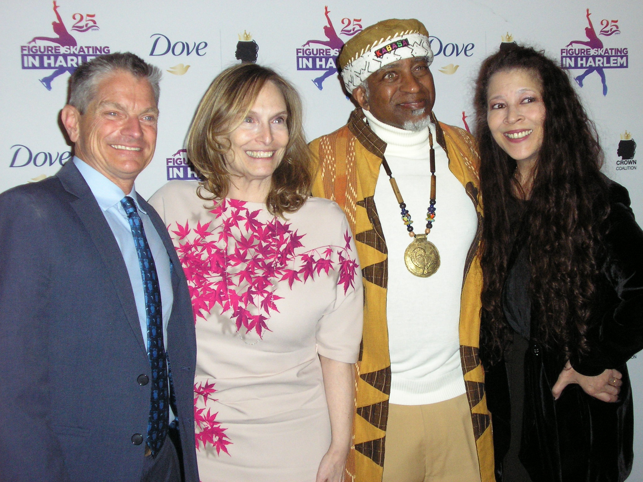 Paul Wylie, Susan Kittenplan, Atoy Wilson and Tai Babilonia on the red carpet at the Figure Skating in Harlem gala.