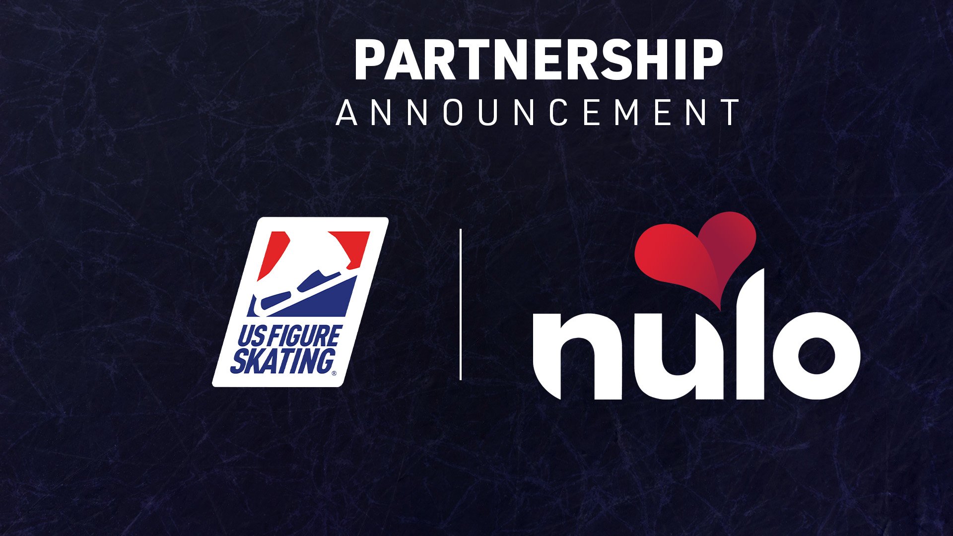 Graphic with U.S. Figure Skating and Nulo's logo with the white text above it saying "Partnership Announcement"