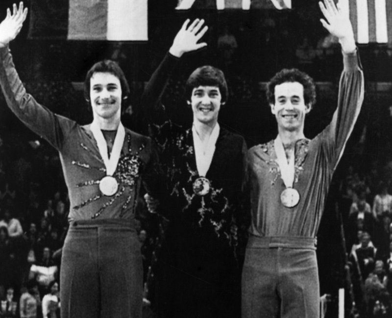 Charlie Tickner accepting medal at 1980 Olympic Winter Games.