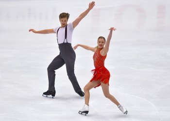 Christina Carreira and Anthony Ponomarenko perform their rhythm dance in 2019