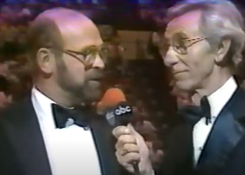 Dick Button being interviewed by ABC announcer Chris Schenkel