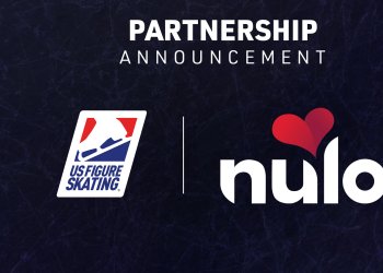 Graphic with U.S. Figure Skating and Nulo's logo with the white text above it saying "Partnership Announcement"