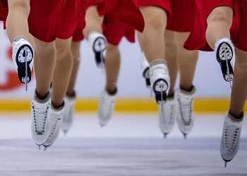 Synchronized skaters competing at the U.S. Synchronized Skating Championships