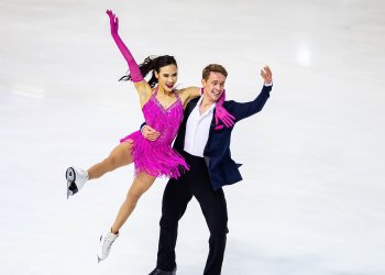 Madison Chock and Evan Bates perform at the World Figure Skating Championships