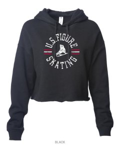 U.S. Figure Skating Black Cropped Hoodie